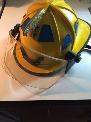 2000 Morning Pride Plus Series Firefighter Helmet Brass Eagle Finial Shield