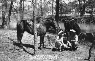 F27/ Bandera Texas Rppc Postcard C40s Horses Life Dude Ranch