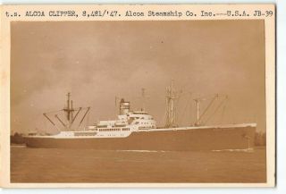 Alcoa Steamship Co.  Steamer Ship Alcoa Clipper Vintage Photo On Card With Info