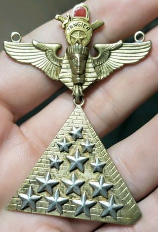 Rare 1900s Omaha Neb Sterling Silver Masonic Shriners Assistant Rabban Jewel