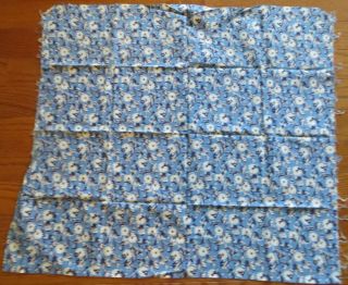 Vintage Feedsack Navy Blue White Floral Feed Sack Quilt Sewing Fabric 32 x 29 2