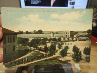 Very Rare Postcard Ohio Mansfield State Reformatory Prison Inmates Walk Dinner