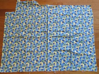 Vintage Feedsack Navy Blue Yellow Floral Feed Sack Quilt Sewing Fabric 24 x 37 2