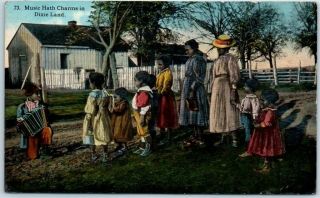 1910s Black Americana Postcard " Music Hath Charms In Dixie Land " Curteich Sample