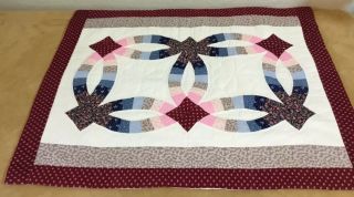 Patchwork Quilt Wall Hanging,  Wedding Ring,  Floral Calico Prints,  Hand Quilted