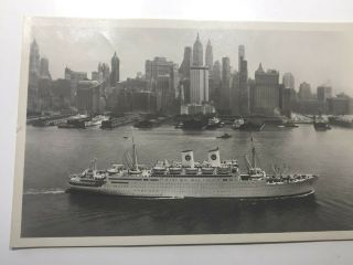 Vintage Postcard " Gripsholm " Crusing Ship,  Swedish - American Line N.  Y Skyline