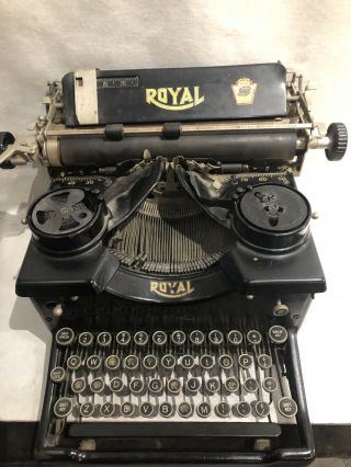 Antique Royal Typewriter W/ Bevel Glass Panels
