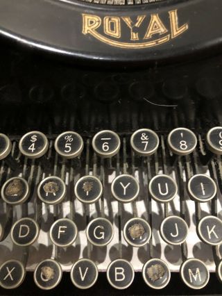 Antique Royal Typewriter w/ Bevel Glass Panels 7