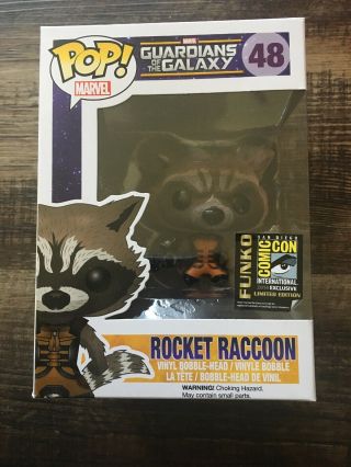 Funko Pop Marvel 48 Guardians Of The Galaxy Rocket Flocked Raccoon Sdcc 2014