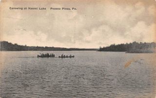 Pocono Pines Pa 1945 Canoeing Scene On Naomi Lake Vintage Pennsylvania Gem,  553