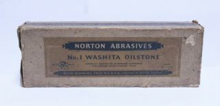 Vintage Norton Abrasives No.  1 Washita Oilstone Sharpening Stone W/ Box
