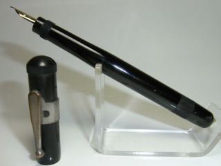 Large Antique German D.  R.  G.  M Full Ebonite Saftey Pen Fountain Pen Flexy 14ct Nib