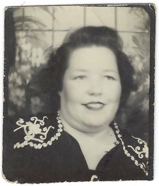 Fat Lady In A Photo Booth.  1940s Vintage Photo Of A Chubby/overweight Woman