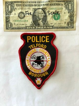 Telford Pennsylvania Police Patch (borough) Un - Sewn Great Shape (rare Arrowhead)