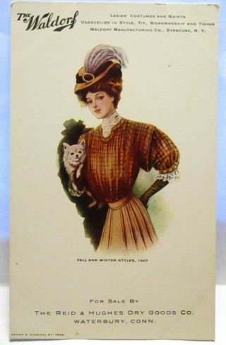 1907 Advertising Postcard The Waldorf Ladies Costumes & Waists,  Waterbury Ct,  Reid
