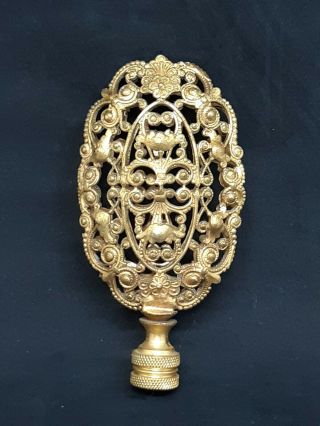 Vintage Brass Art Nouveau Victorian Lamp Finial Ornate Filigree Gilded Design