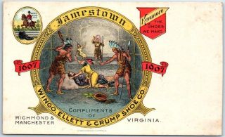 1907 Jamestown Exposition Advertising Postcard " Wingo,  Ellett & Crump Shoe Co.  "