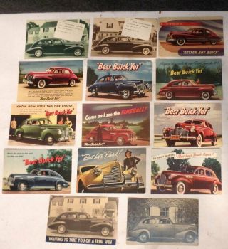 14 Vintage 1930 - 1940s Buick Automobile Car Dealer Advertising Postcards Few Rppc