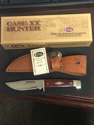 Case Xx Rosewood Slab Side Hunter 778 - 3 1/2 Ss With Leather Sheath