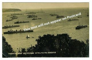 Rare Pre Ww1 Rppc: Torpedo Boat Destroyers In Falmouth Harbour,  Cornwall ?bragg