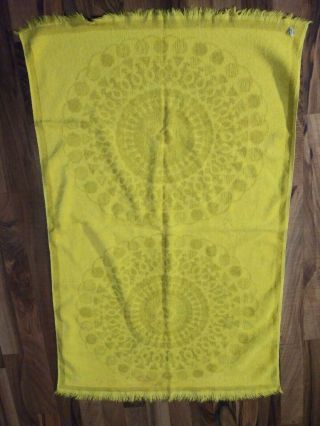 Vtg Fringed Chartreuse Green Yellow 2 Tone Bath Towel Made In Usa Brand Unknown