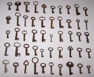 50 Antique - Vintage Hollow - Barrel Skeleton Keys.