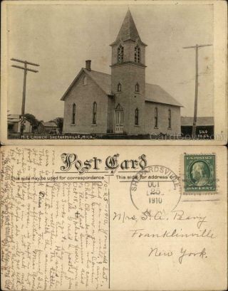 1910 Shepardsville,  Mi M.  E.  Church Clinton County Michigan Antique Postcard