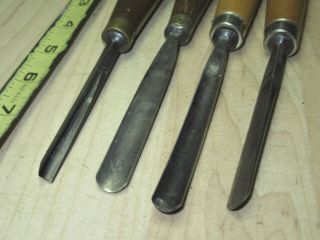 4 vintage wood carving chisels S J & J B Addis good user tools England 3