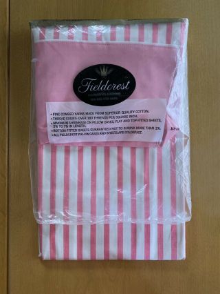 Vintage Fieldcrest Pillowcase Set Pink Stripe