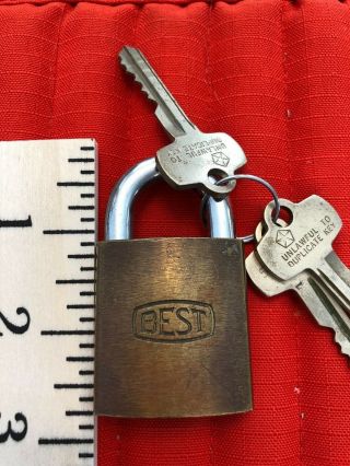Vintage Best Brass Padlock Lock With Three Keys For Chrysler Corporation