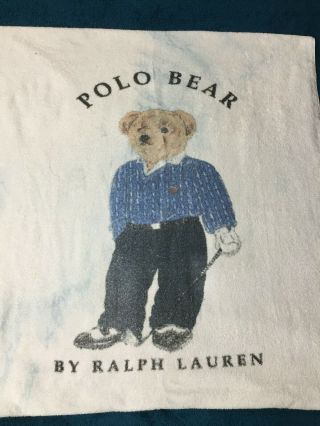 Polo Ralph Lauren Golf Polo Bear Vintage Beach Towel White Xl Usa