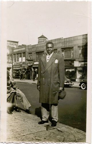 York Street Scene With African American Gentleman & Vintage Snapshot Photo