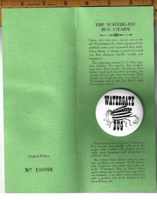1973 Watergate Bug On Sales Pamphlet Eagle Button Co Spokane Wa Great
