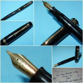 C 1945 Parker Victory Mark Ii Fountain Pen Black 14k Gold Medium Nib - Restored