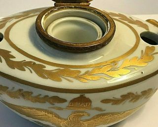 Antique French Porcelain Sevres Style Napoleon N Inkwell with Insert 7