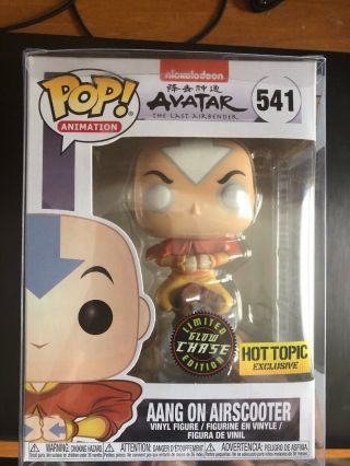 Funko Pop Aang On Airscooter Chase Glow In The Dark Hot Topic Exclusive