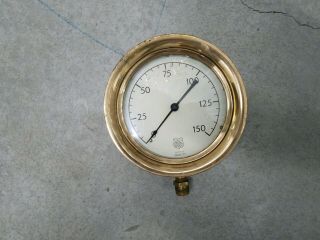 Approx 6in X2 1/2in.  Vintage Brass Pressure Gauge 6lbs,  Great Steampunk Item