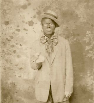 Antique Photo Postcard Rppc Minstrel Black Man White Face ? African American