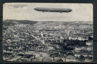 1908 Zeppelin Flying Over City Of Stuttgart,  Germany Post Card