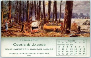 1913 Plains Ks Postcard " Coons & Jacobs Southwestern Kansas Lands " Real Estate