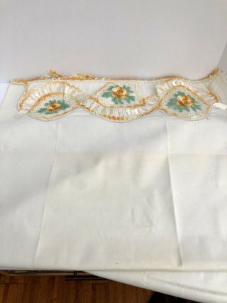 Pair Vtg Hand Embroidered Variegated Crochet/Lace Trim Flower Pillowcases 4