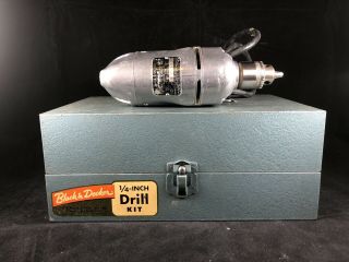 Vintage Black & Decker 1/4 " Electric Drill Kit Case & Owner 
