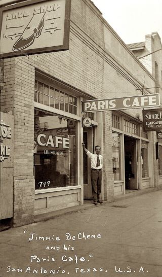 1920s Era Photo Negative Paris Cafe Street Scene Shoe Shop Etc San Antonio Tx