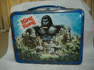 Vintage 1977 King Kong Dino Delaurentiis Thermos Brand Metal Lunchbox