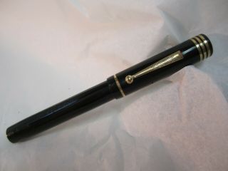 Vtg Goodservice Flat Top Black Gold 8 Fountain Pen 14k Engraved