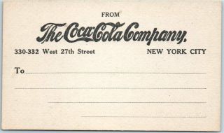Vintage Coca - Cola Advertising Postcard " 330 - 332 West 2th Street,  York City "
