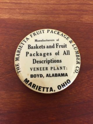 Vtg Advertising - Marietta Ohio Fruit Package & Lumber - Boyd Alabama