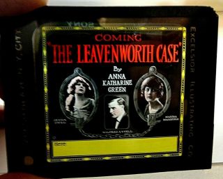 1923 Silent Movie Advertising Magic Lantern Glass Slide - The Leavenworth Case