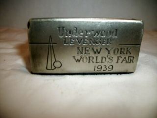 Rare Underwood Levenger Typewriter Paperweight 1939 York World ' s Fair 2
