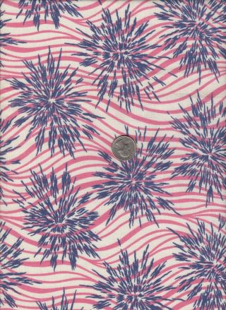 Vintage Feedsack Pink Blue Burst Feed Sack Quilt Sewing Fabric
